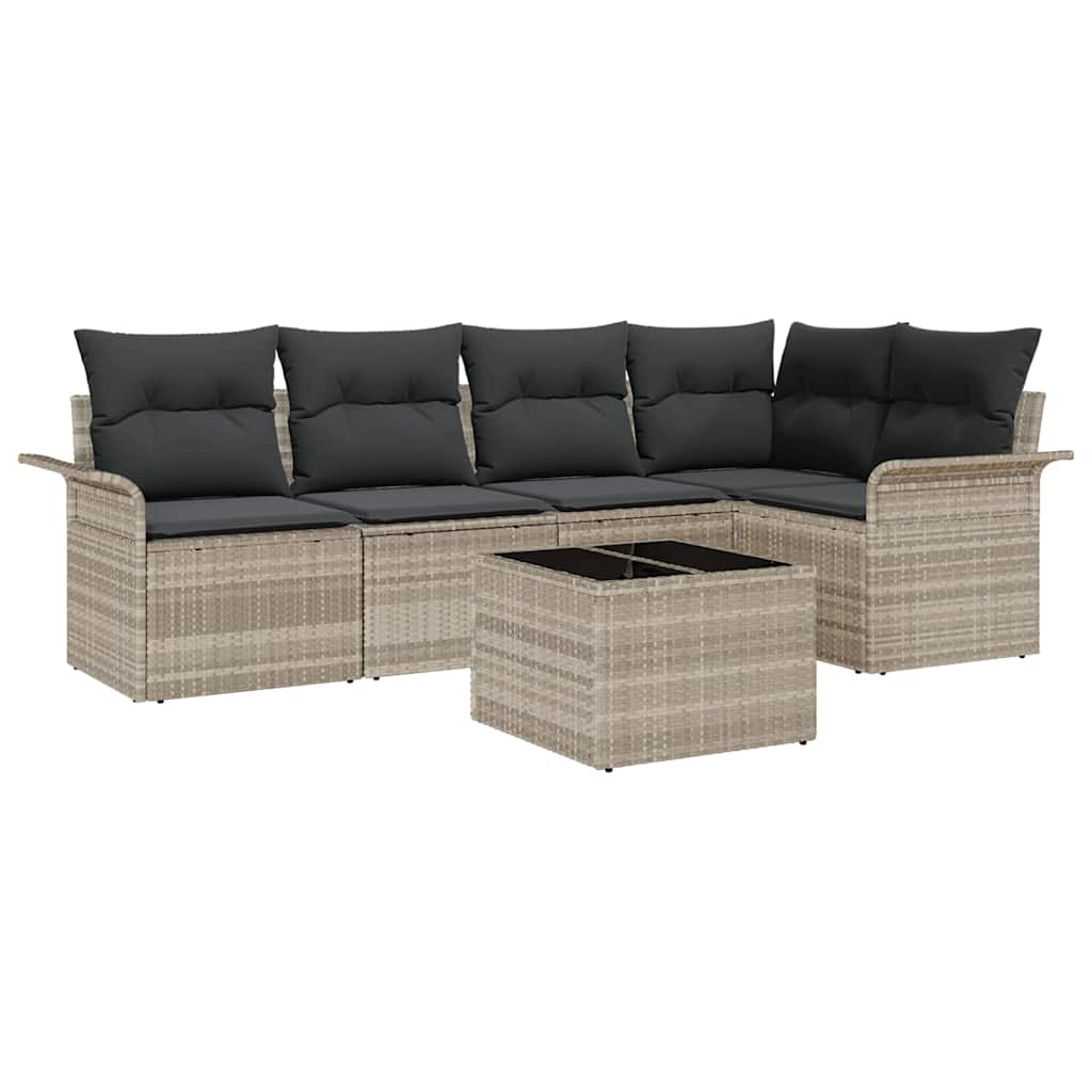 Havesofa Sæt 6 stk. Grå polyrattan