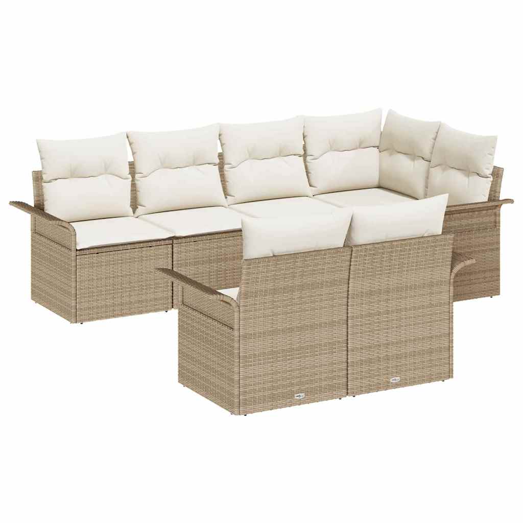 Havesofa Sæt 7 stk. Beige polyrattan