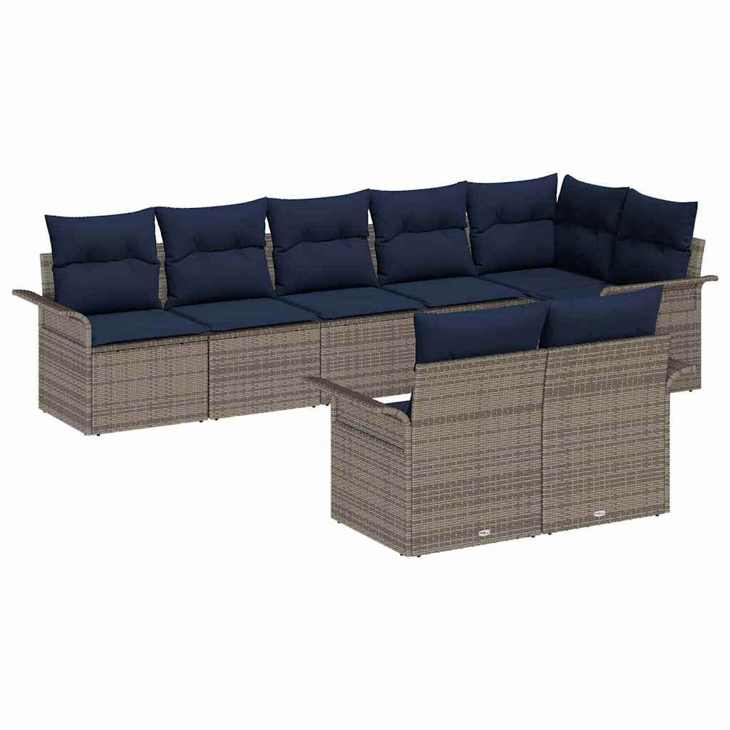 Havesofa Sæt 8 stk. Grå polyrattan