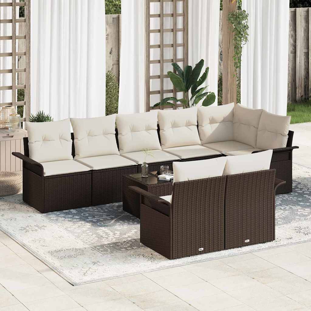 Havesofa Sæt 9 stk. Brun polyrattan