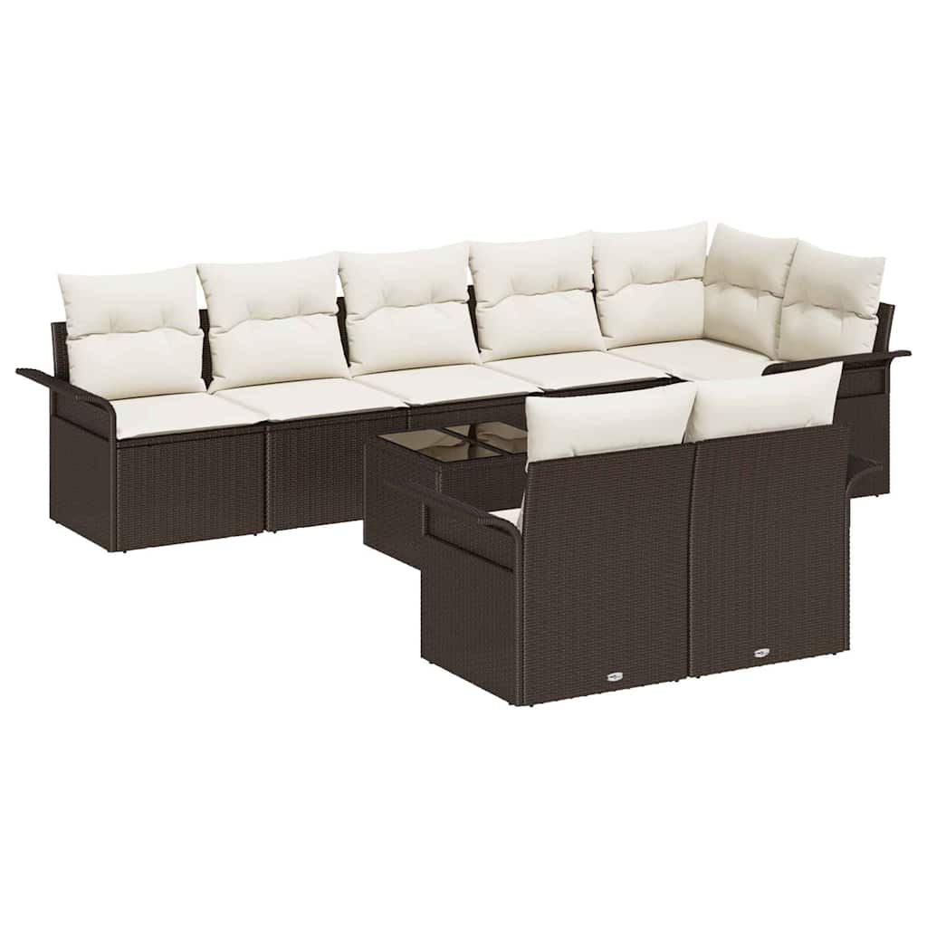 Havesofa Sæt 9 stk. Brun polyrattan