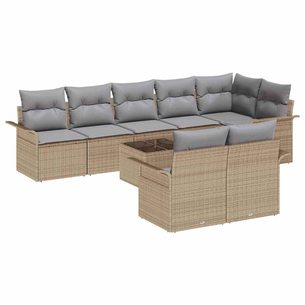 Havesofa Sæt 9 stk. Beige polyrattan