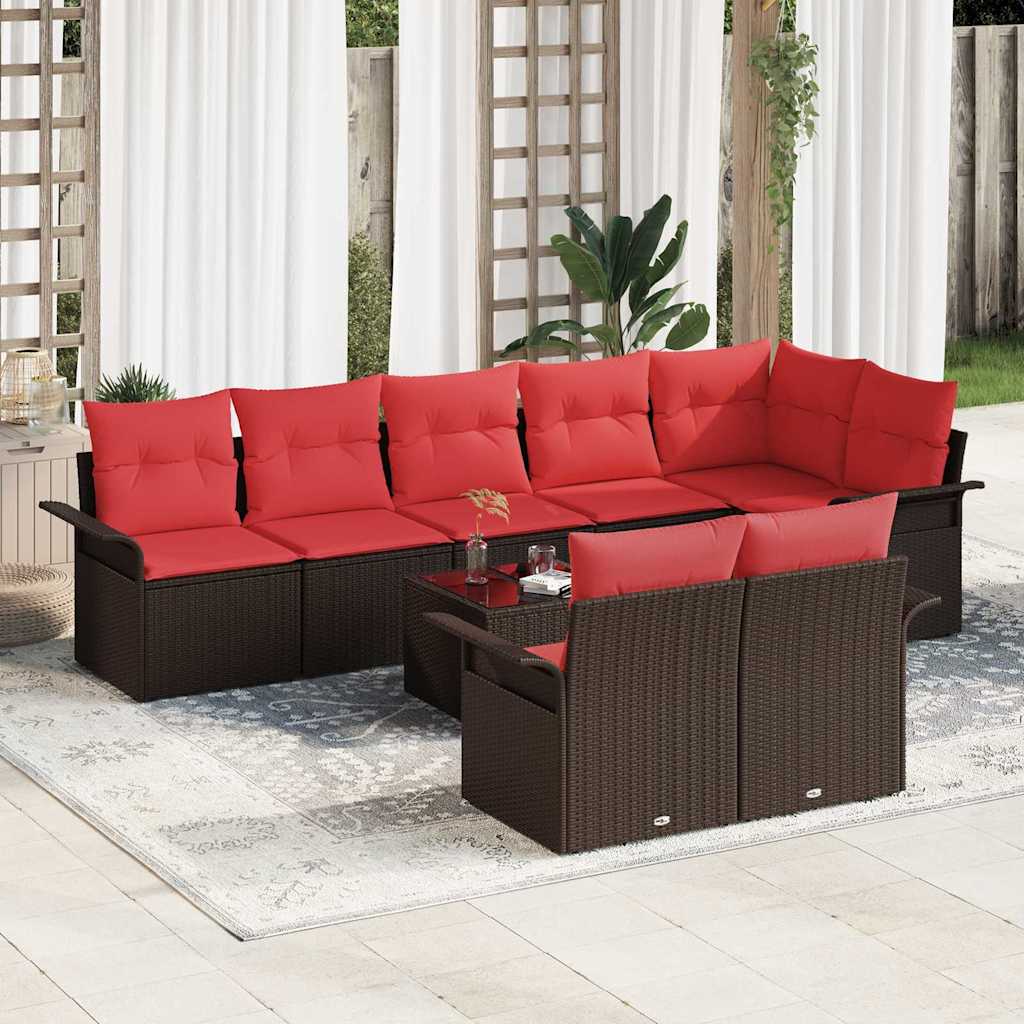Havesofa Sæt 9 stk. Brun polyrattan