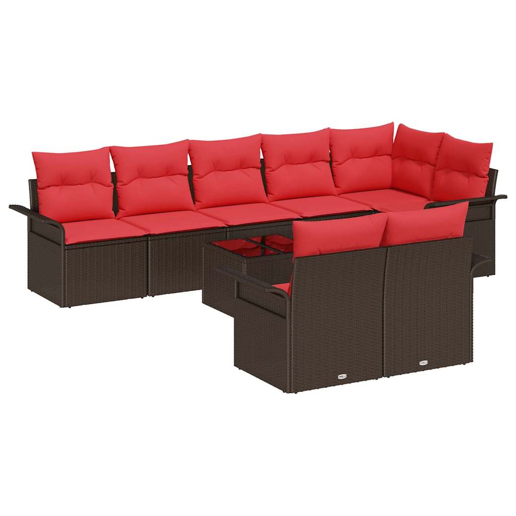 Havesofa Sæt 9 stk. Brun polyrattan