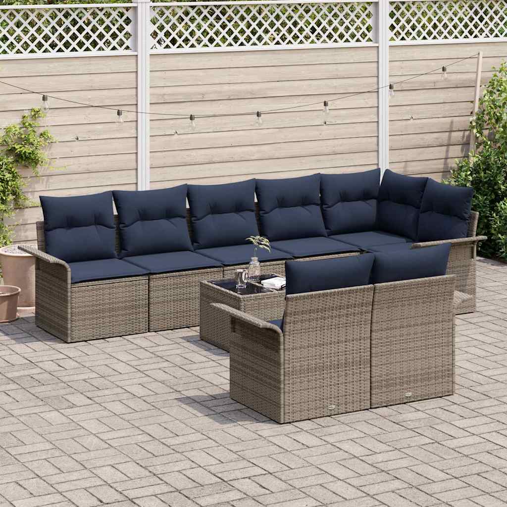 Havesofa Sæt 9 stk. Grå polyrattan