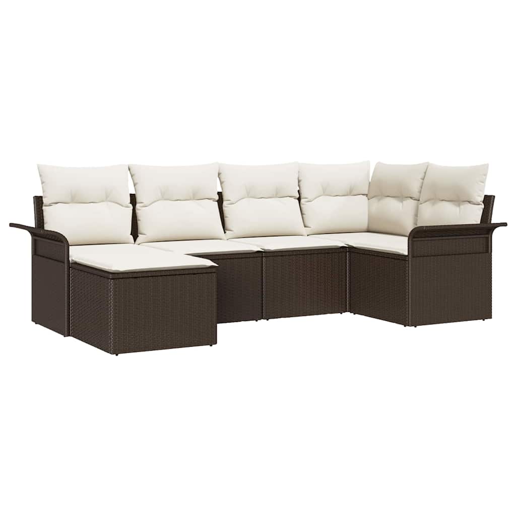 Havesofa Sæt 6 stk. Brun polyrattan