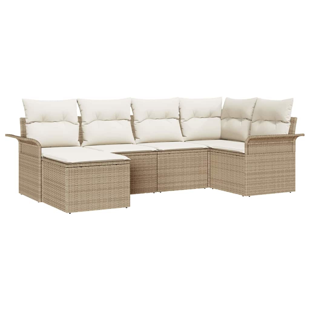 Havesofa Sæt 6 stk. Beige polyrattan