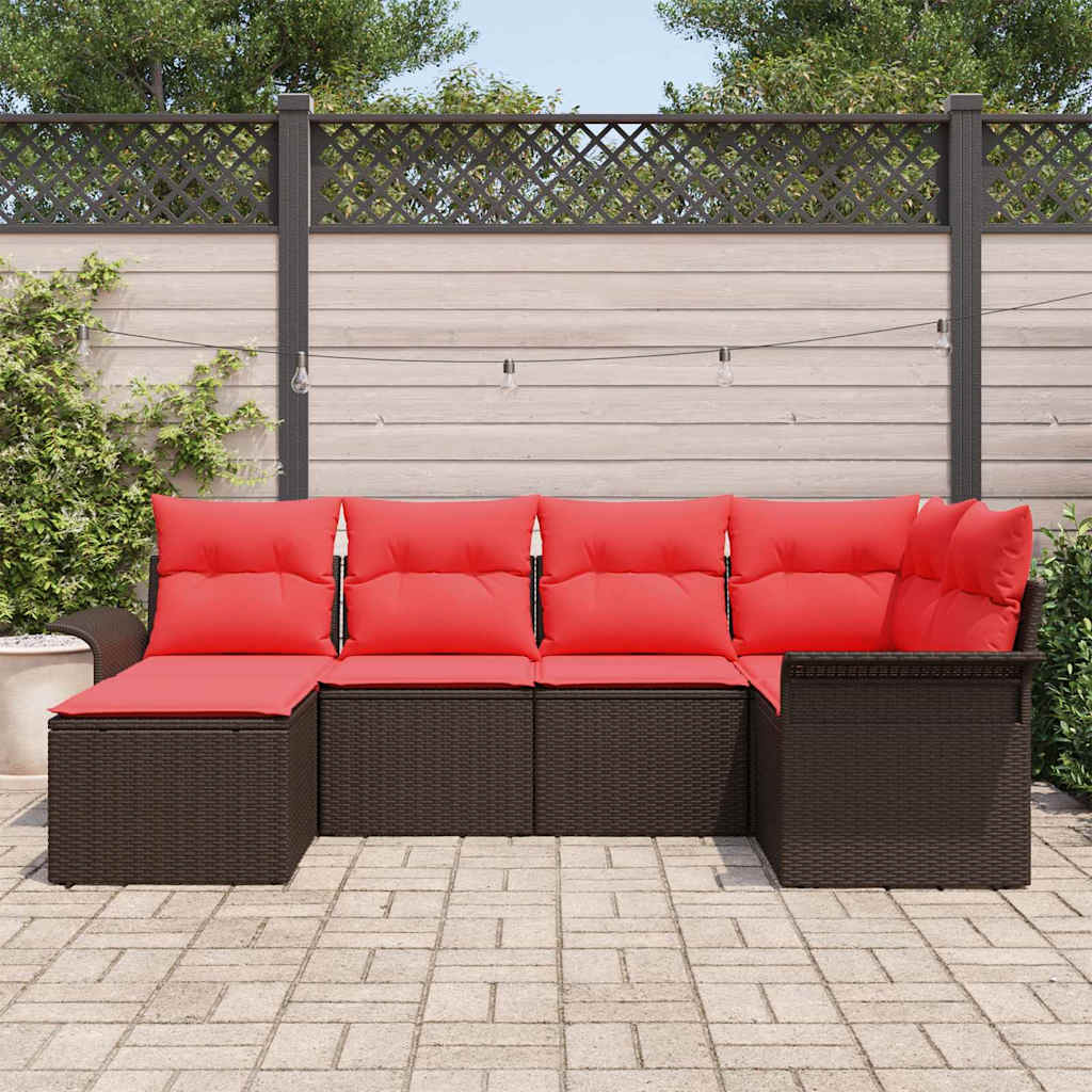 Havesofa Sæt 6 stk. Brun polyrattan
