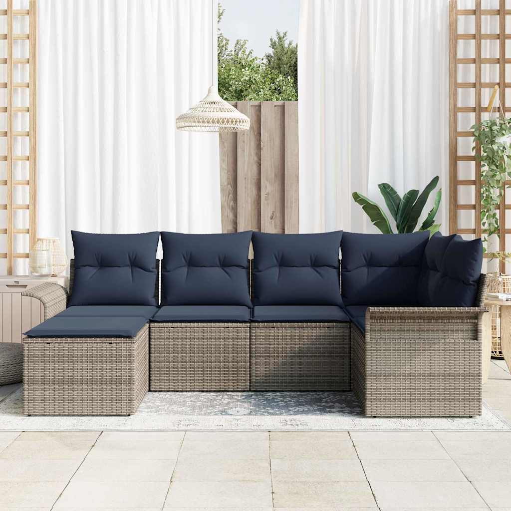 Havesofa Sæt 6 stk. Grå polyrattan
