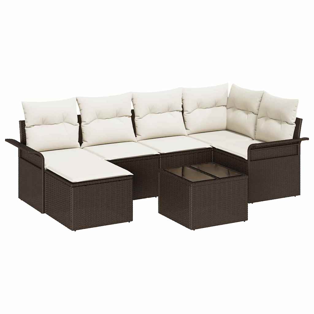 Havesofa Sæt 7 stk. Brun polyrattan