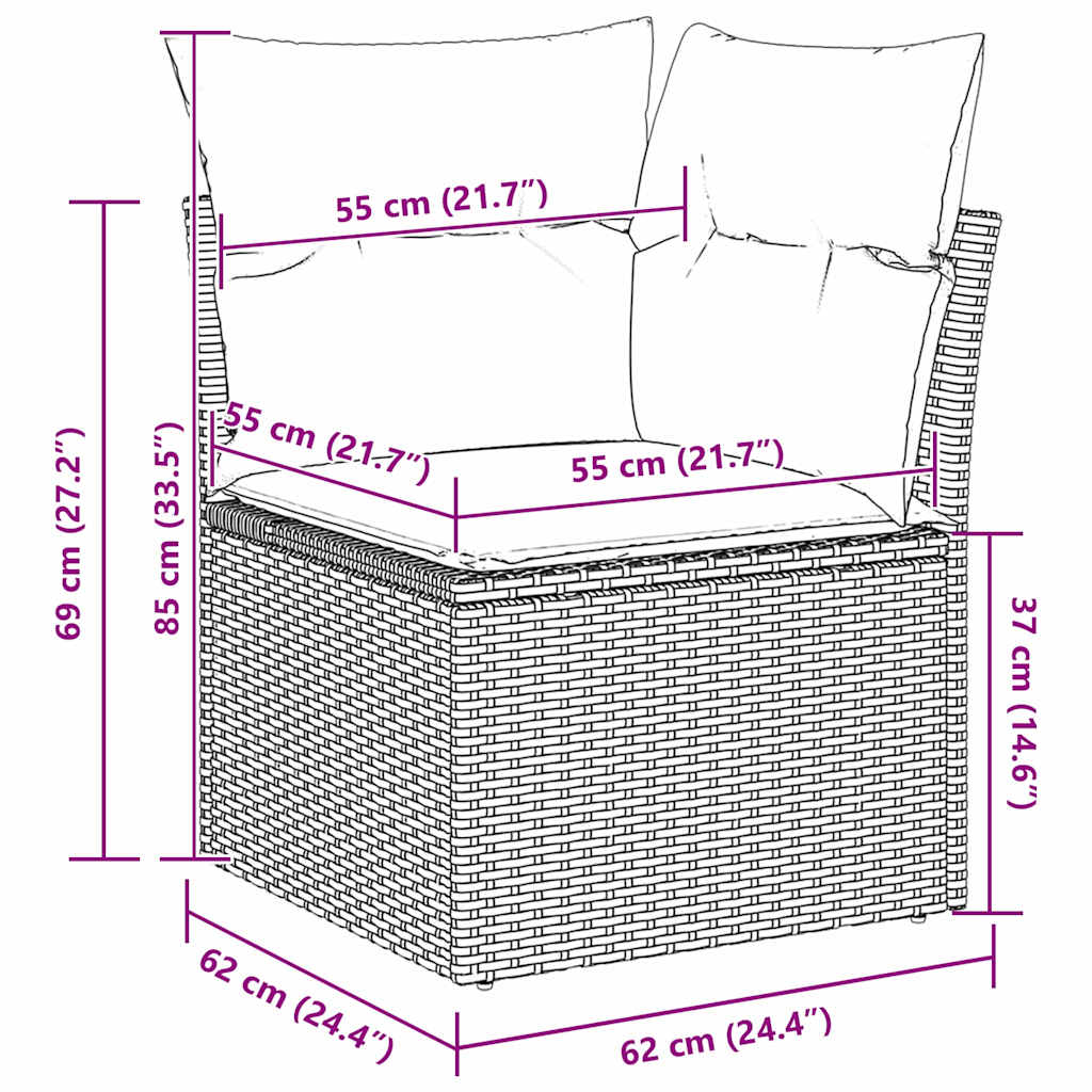 Havesofa Sæt 7 stk. Brun polyrattan