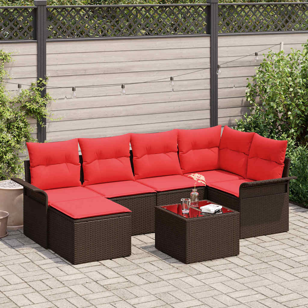 Havesofa Sæt 7 stk. Brun polyrattan