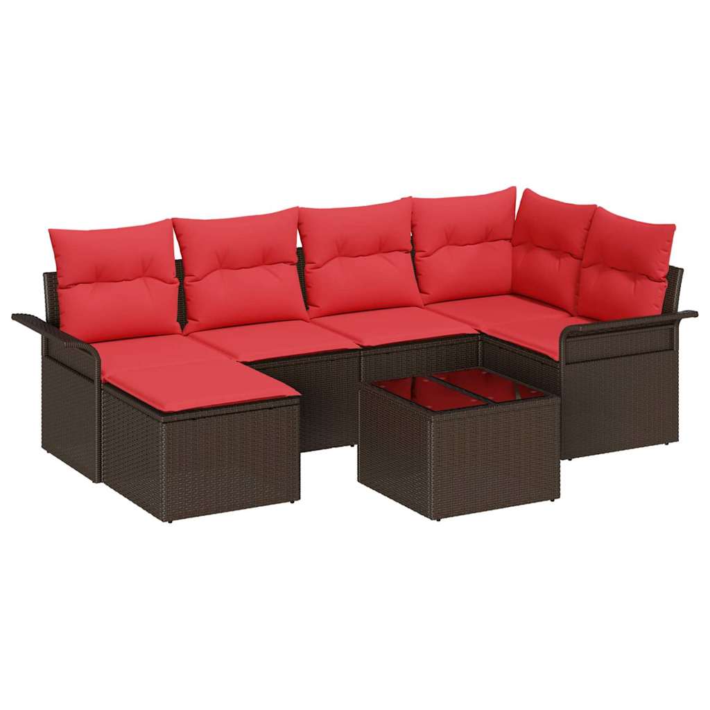 Havesofa Sæt 7 stk. Brun polyrattan