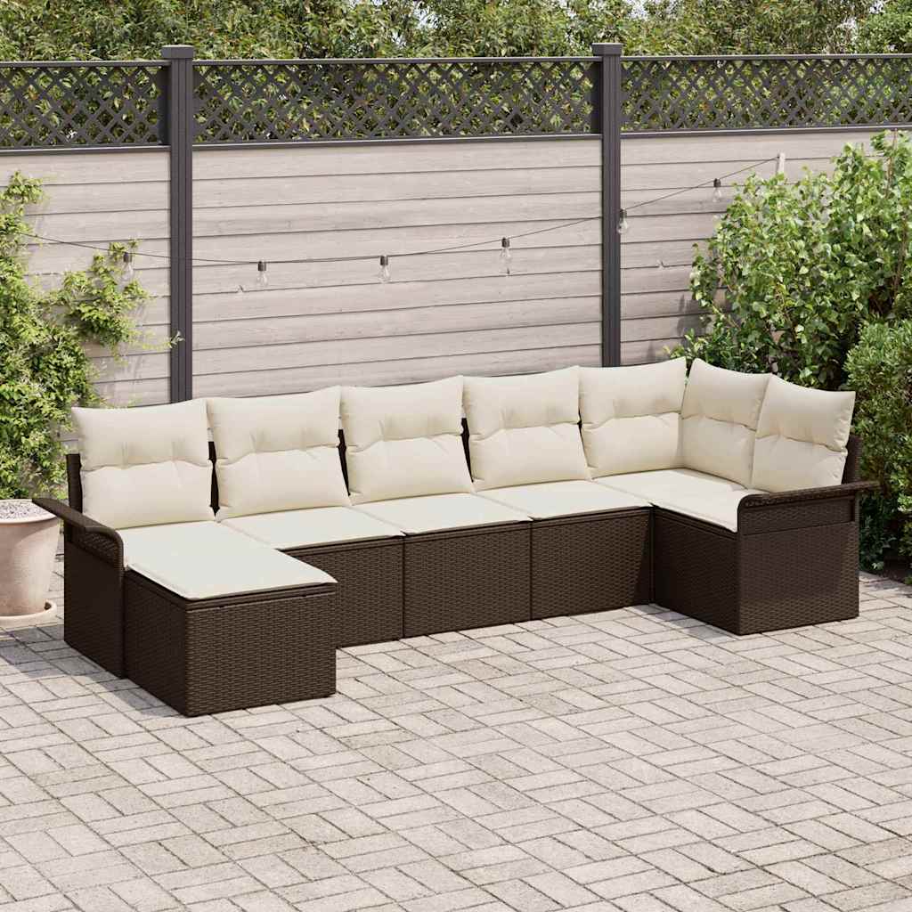 Havesofa Sæt 7 stk. Brun polyrattan