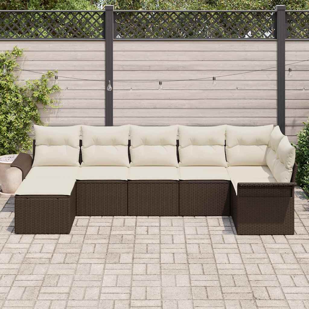 Havesofa Sæt 7 stk. Brun polyrattan