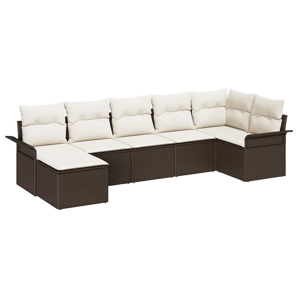 Havesofa Sæt 7 stk. Brun polyrattan