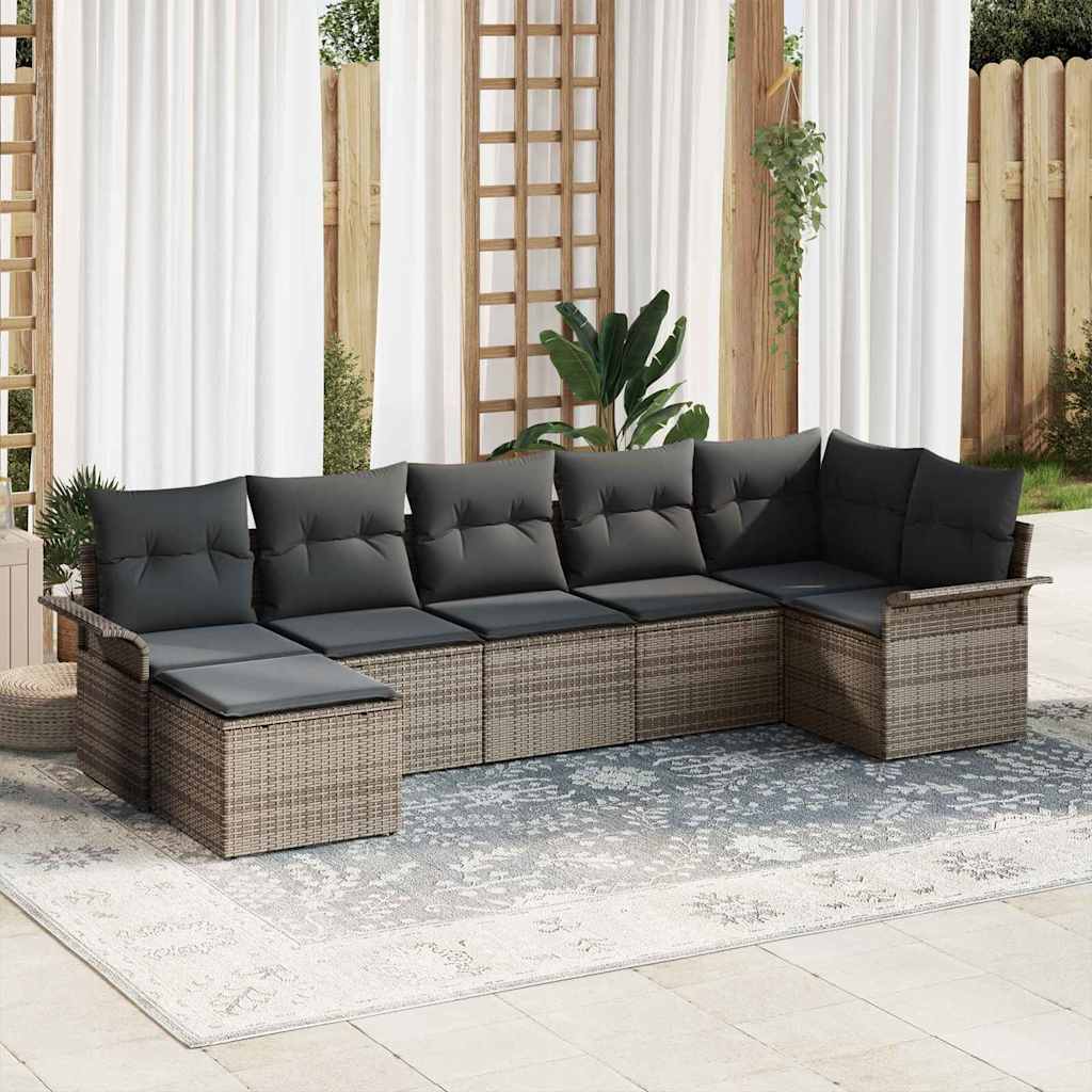 Havesofa Sæt 7 stk. Grå polyrattan