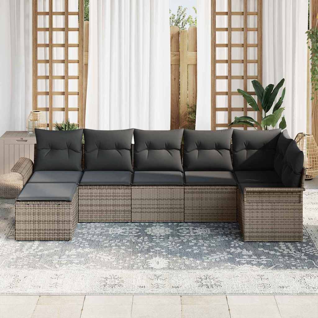 Havesofa Sæt 7 stk. Grå polyrattan