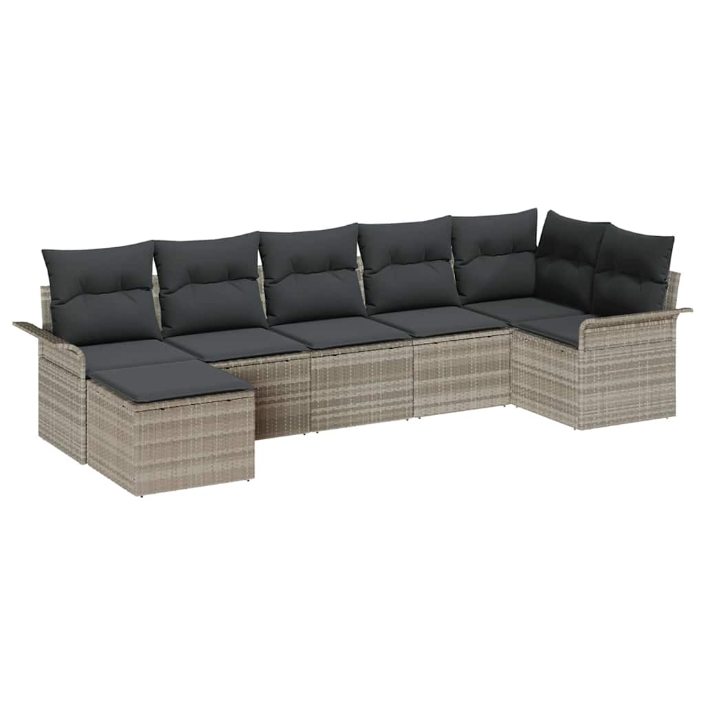 Havesofa Sæt 7 stk. Lysegrå polyrattan