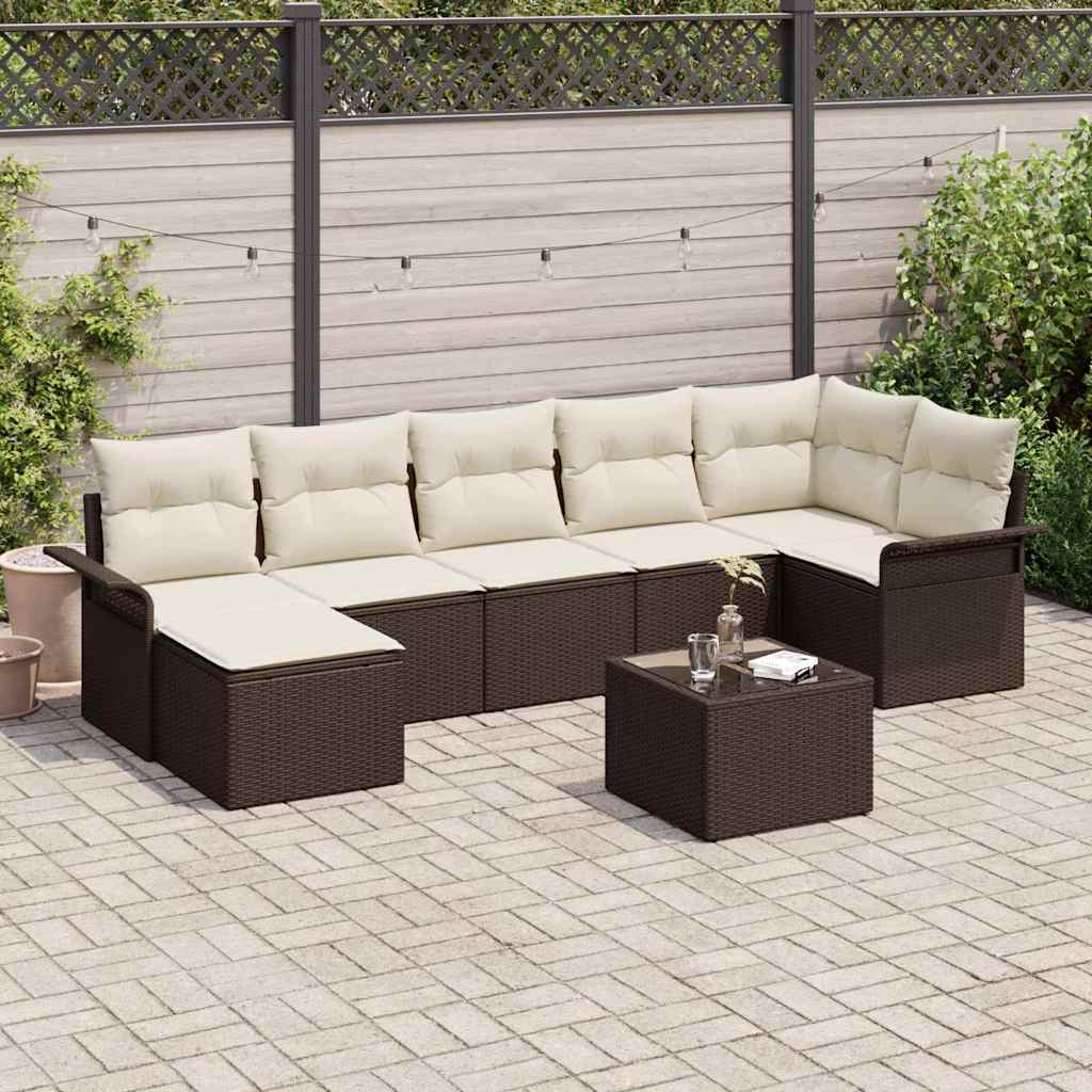 Havesofa Sæt 8 stk. Brun polyrattan