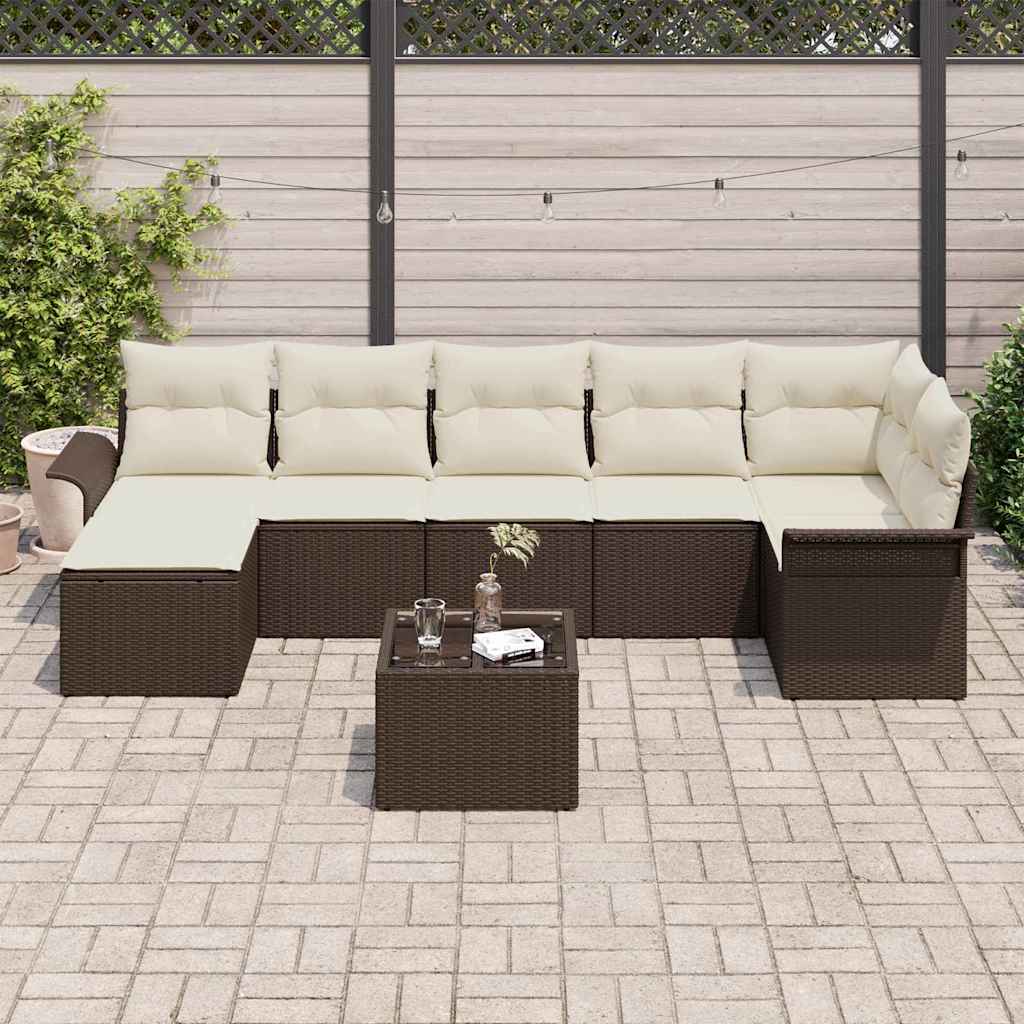 Havesofa Sæt 8 stk. Brun polyrattan