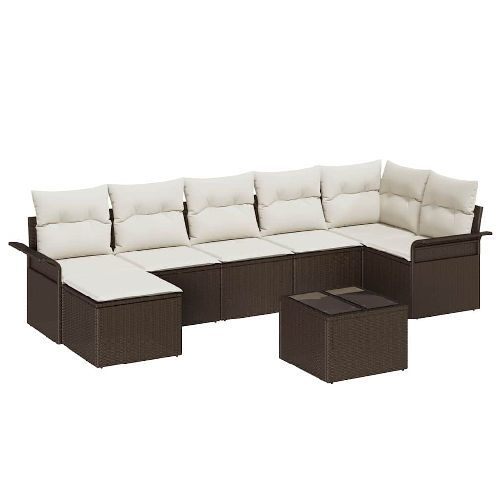 Havesofa Sæt 8 stk. Brun polyrattan