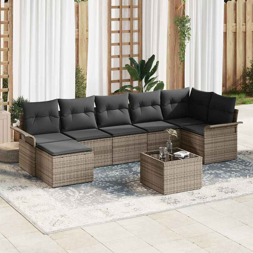 Havesofa Sæt 8 stk. Grå polyrattan