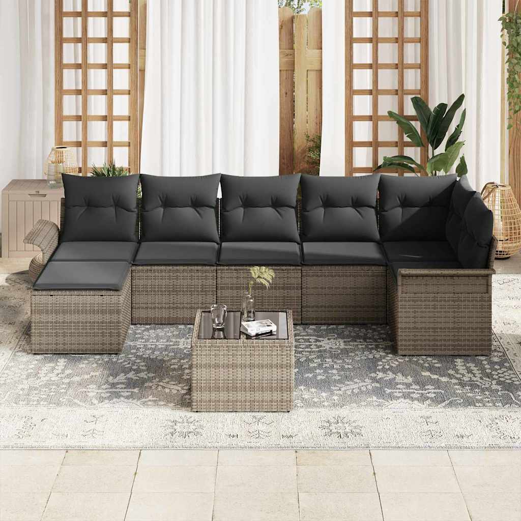 Havesofa Sæt 8 stk. Grå polyrattan