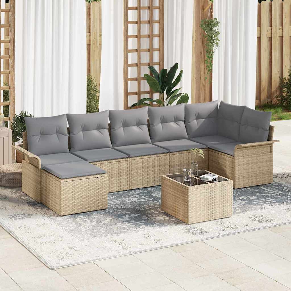 Havesofa Sæt 8 stk. Beige polyrattan
