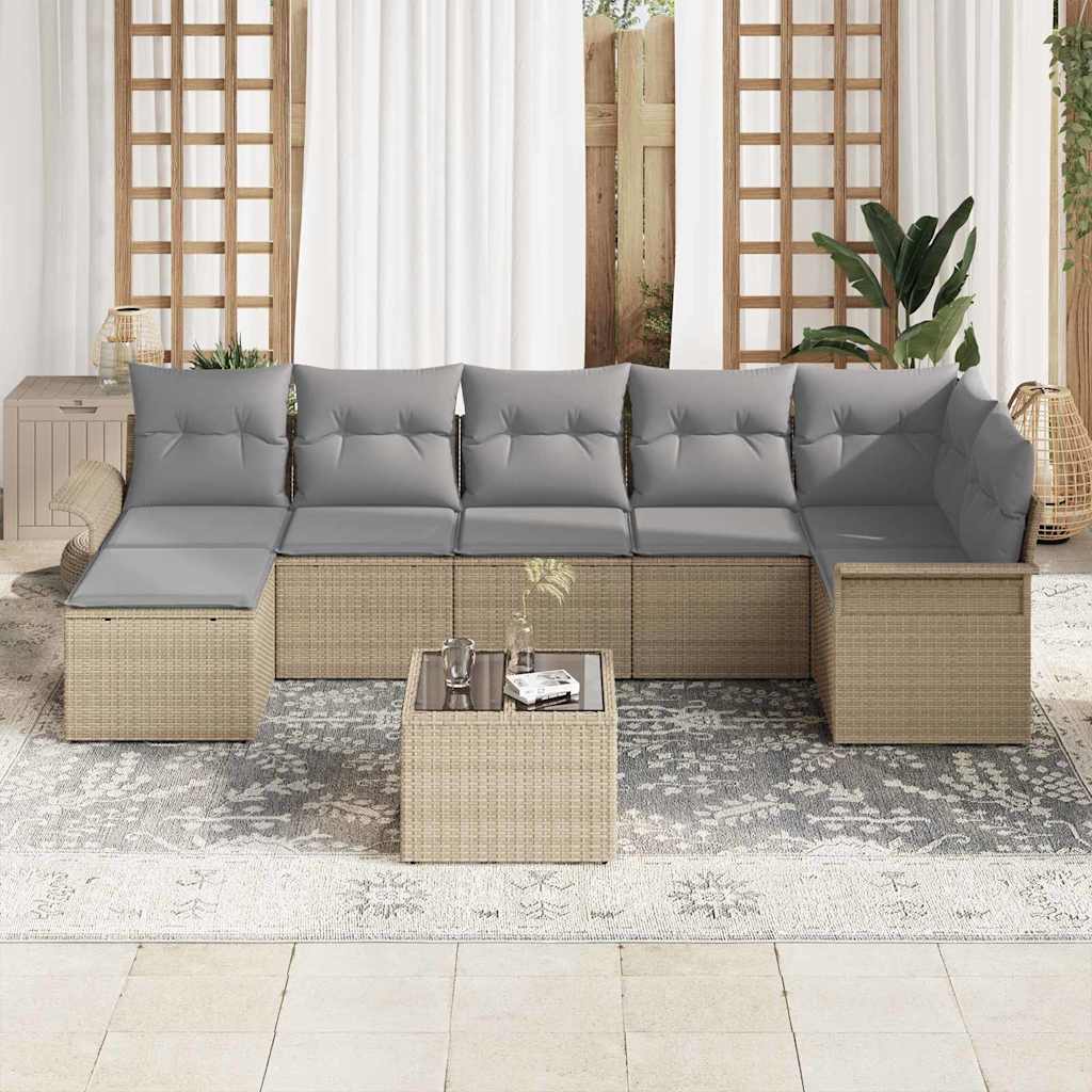 Havesofa Sæt 8 stk. Beige polyrattan