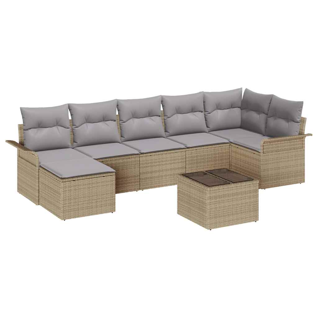Havesofa Sæt 8 stk. Beige polyrattan