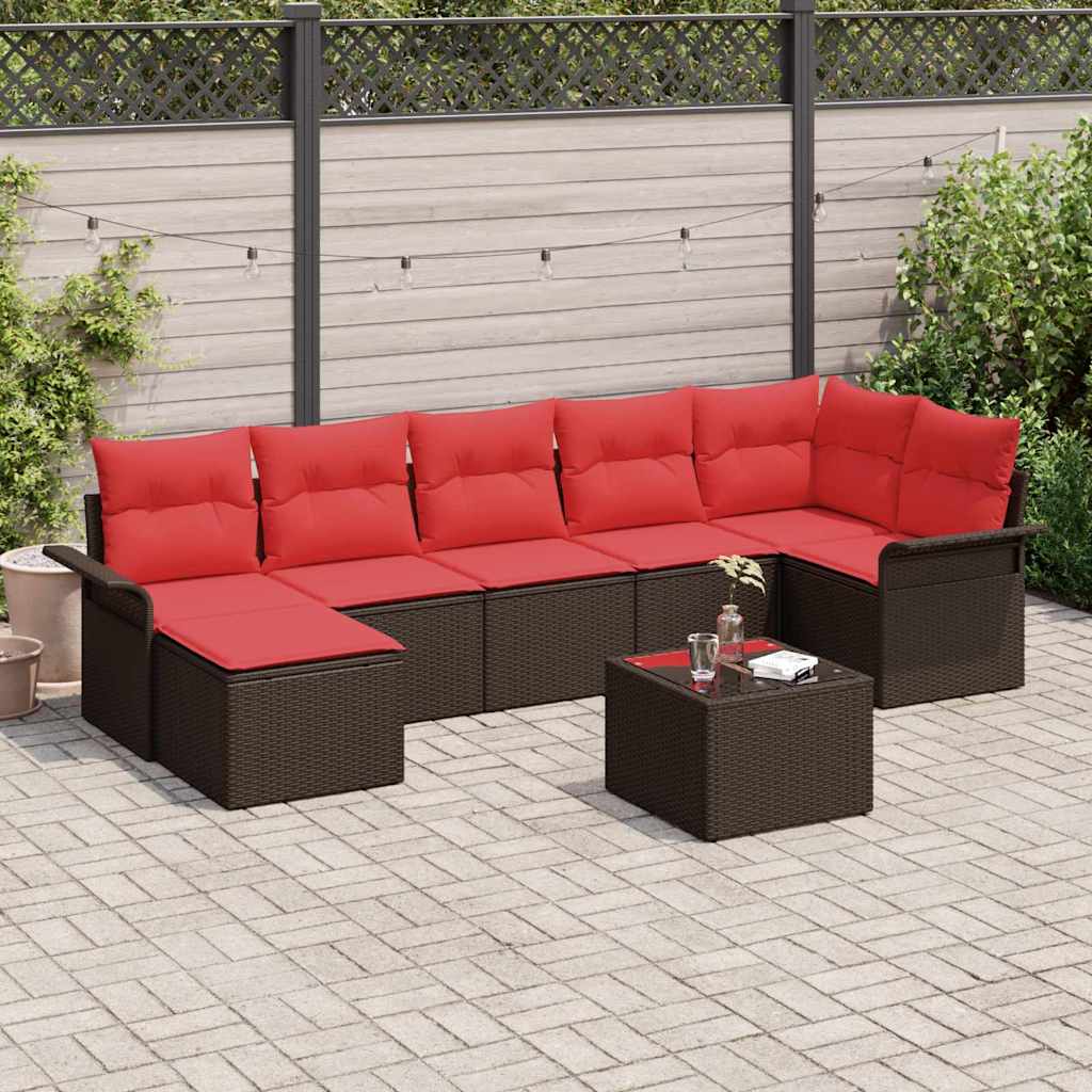 Havesofa Sæt 8 stk. Brun polyrattan