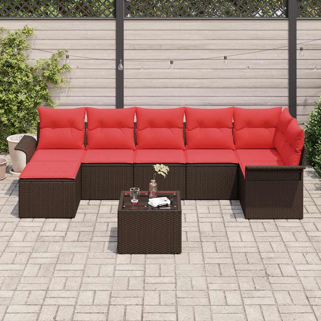 Havesofa Sæt 8 stk. Brun polyrattan
