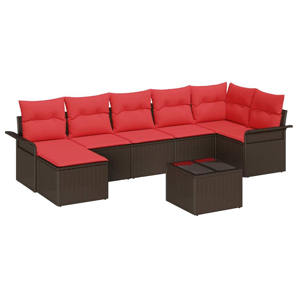 Havesofa Sæt 8 stk. Brun polyrattan