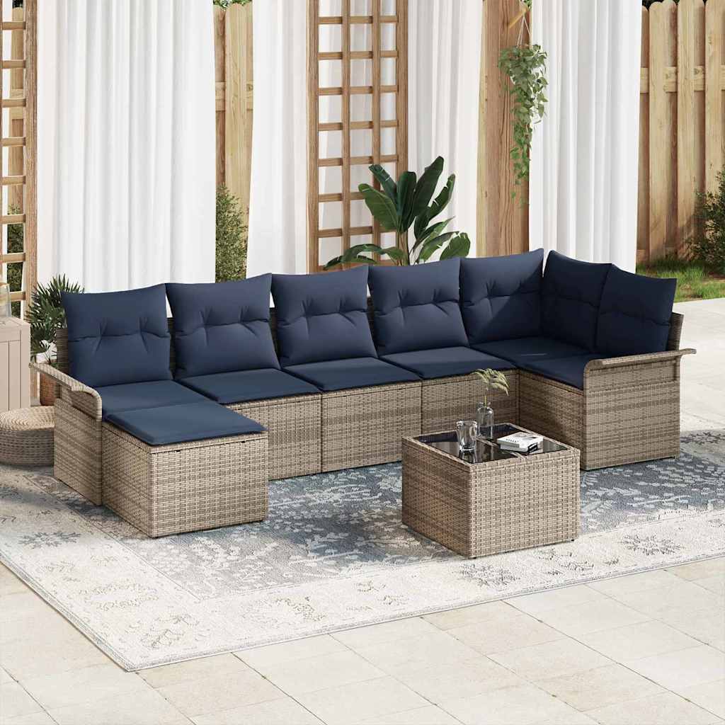 Havesofa Sæt 8 stk. Grå polyrattan