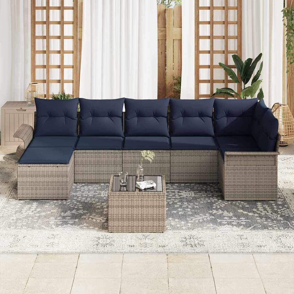 Havesofa Sæt 8 stk. Grå polyrattan