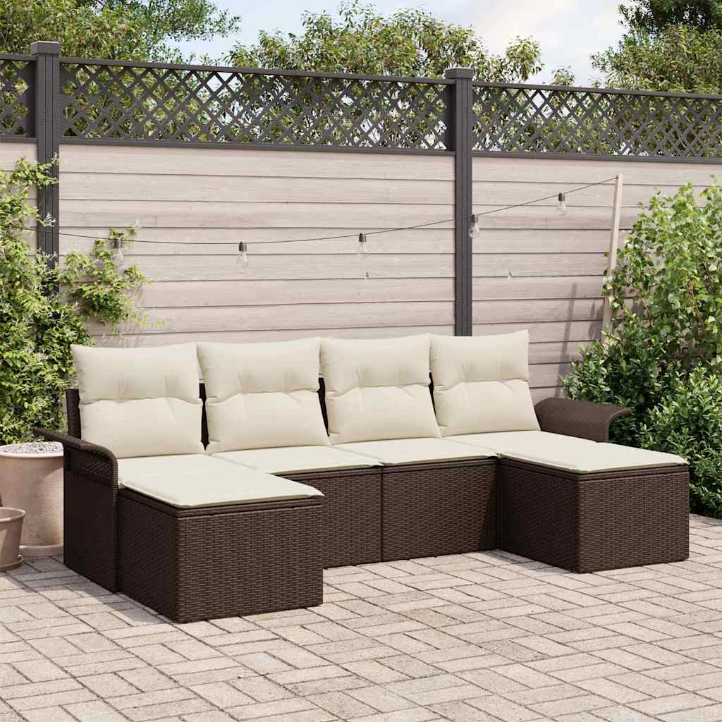 Havesofa Sæt 6 stk. Brun polyrattan