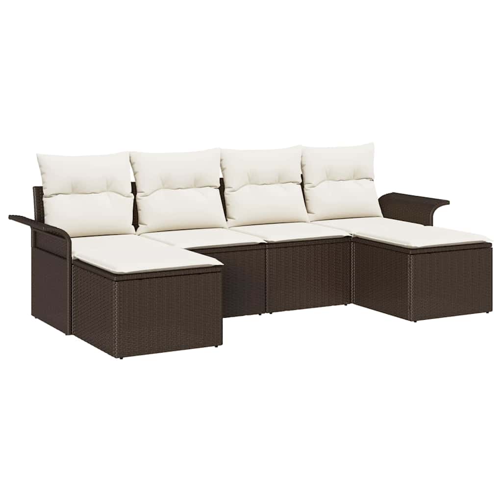 Havesofa Sæt 6 stk. Brun polyrattan