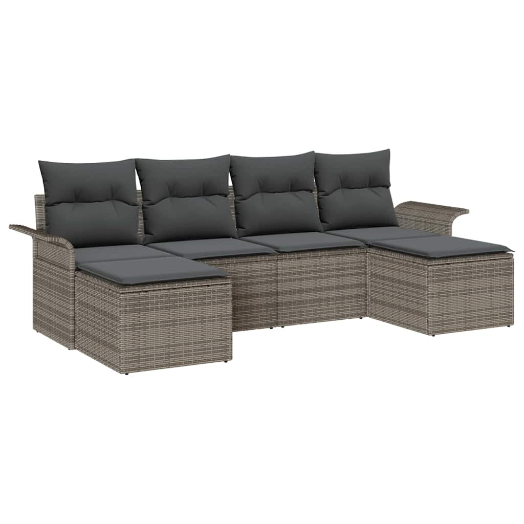 Havesofa Sæt 6 stk. Grå polyrattan