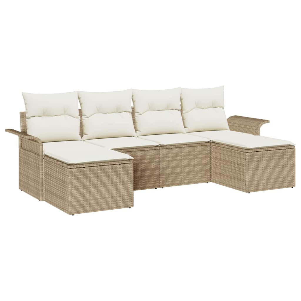 Havesofa Sæt 6 stk. Beige polyrattan