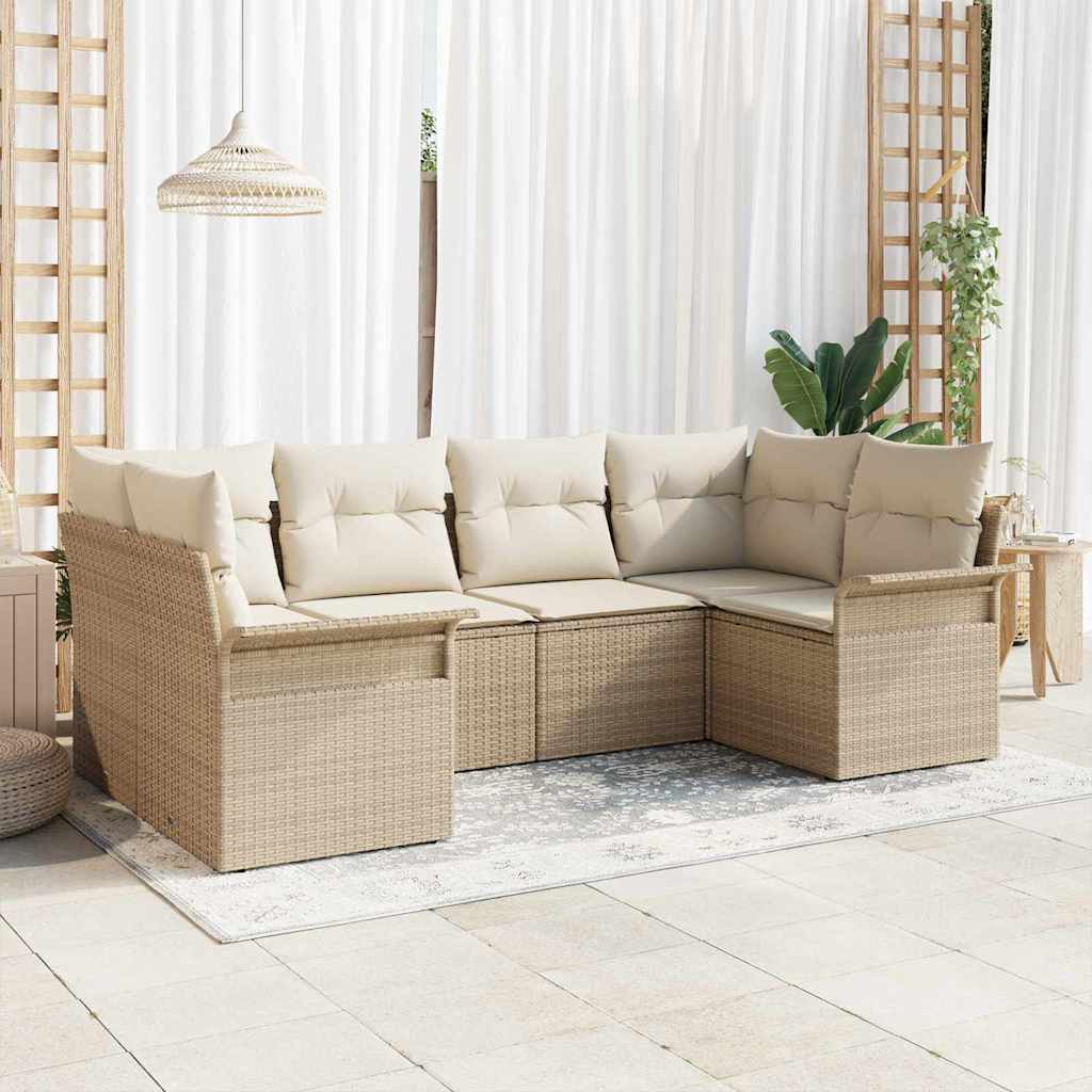 Havesofa Sæt 6 stk. Beige polyrattan