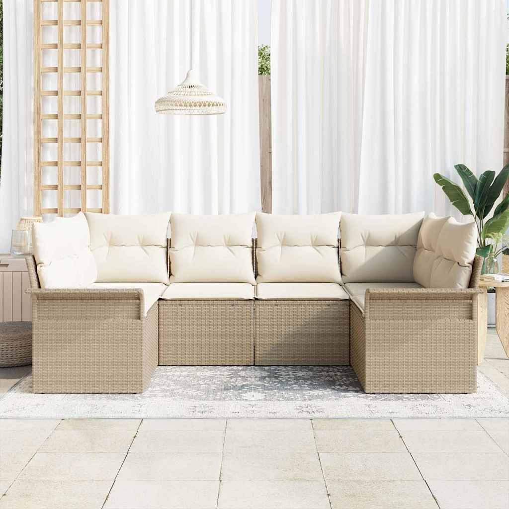 Havesofa Sæt 6 stk. Beige polyrattan