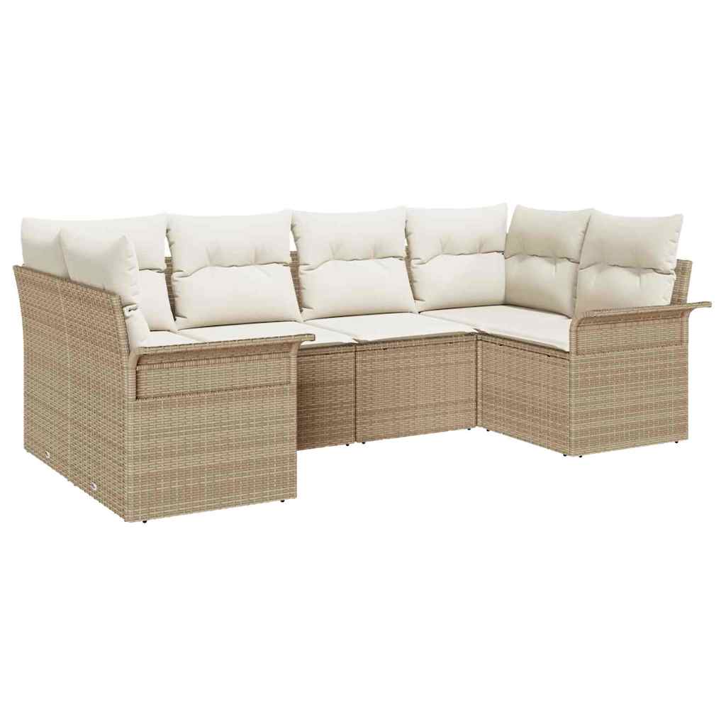 Havesofa Sæt 6 stk. Beige polyrattan