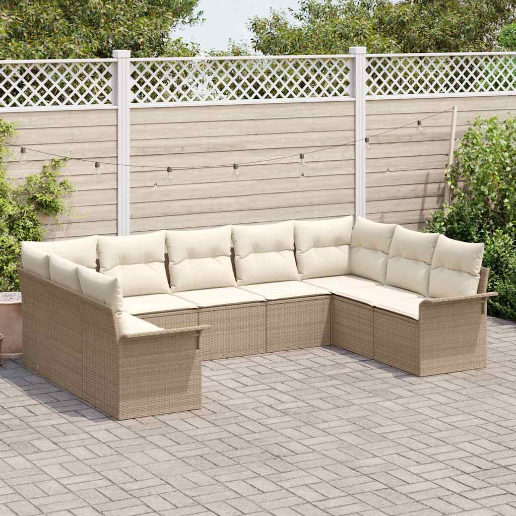 Havesofa Sæt med pude Beige polyrattan