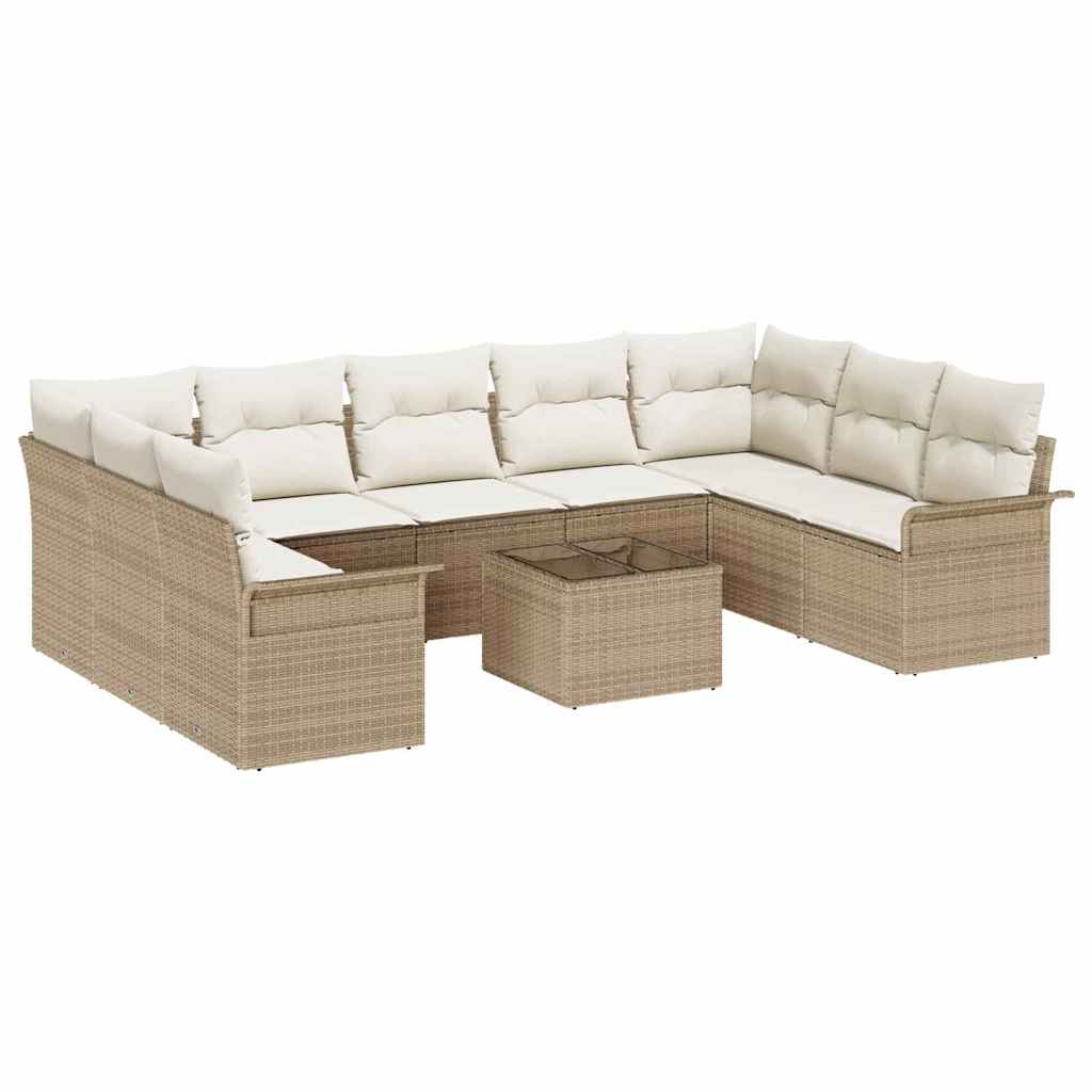 Havesofa Sæt 10 stk. Beige polyrattan
