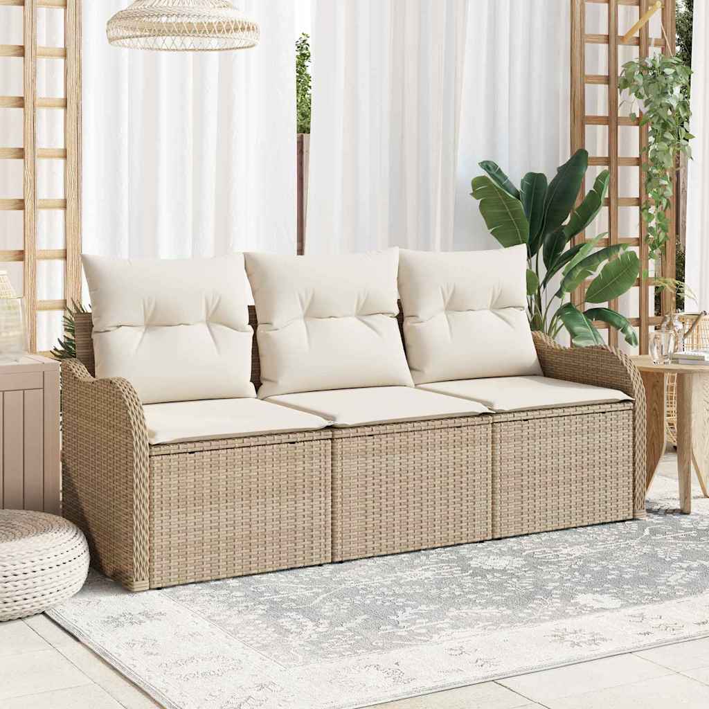 Havesofa Sæt 3 stk. Beige polyrattan