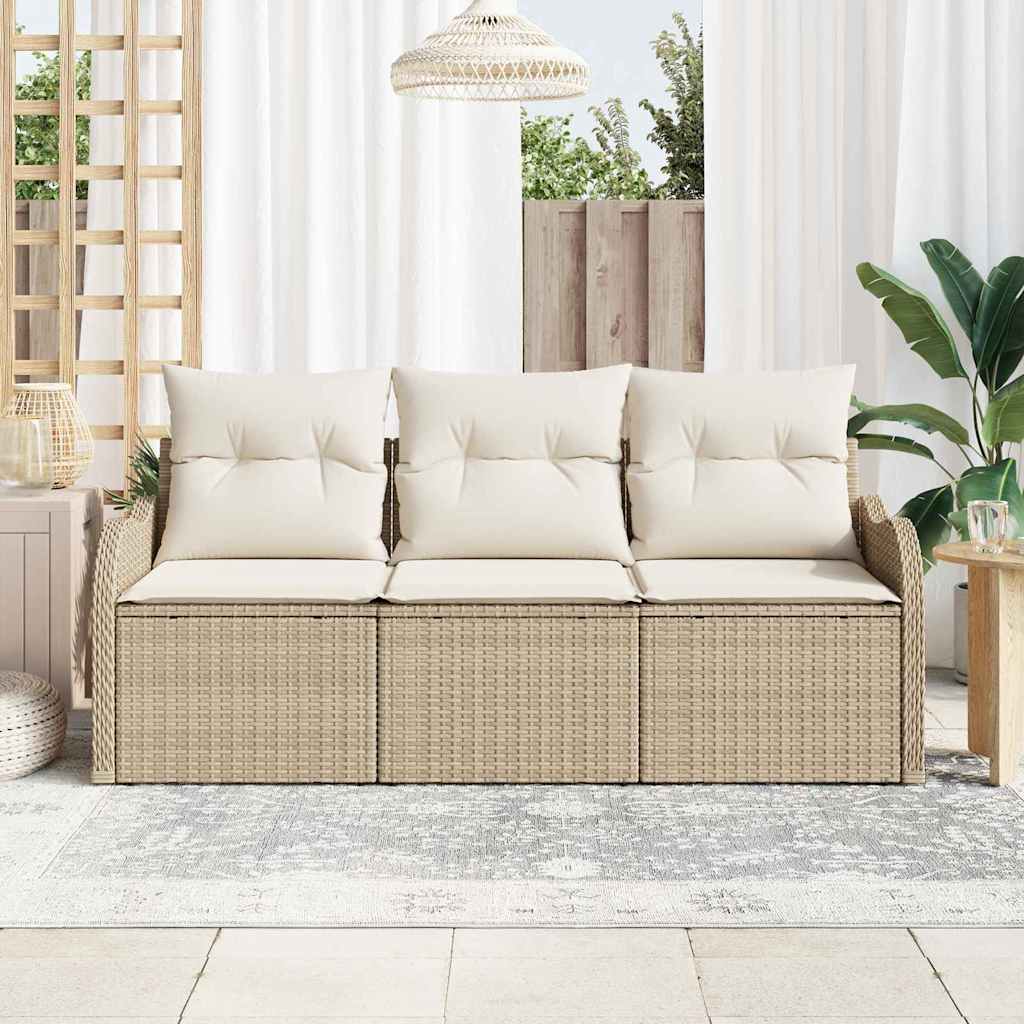 Havesofa Sæt 3 stk. Beige polyrattan