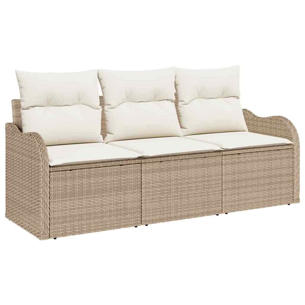Havesofa Sæt 3 stk. Beige polyrattan