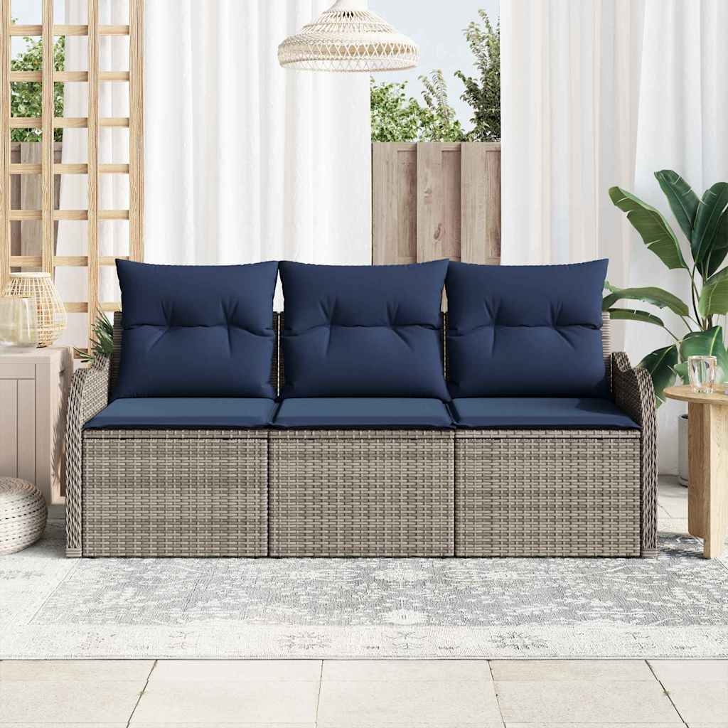 Havesofa Sæt 3 stk. Grå polyrattan