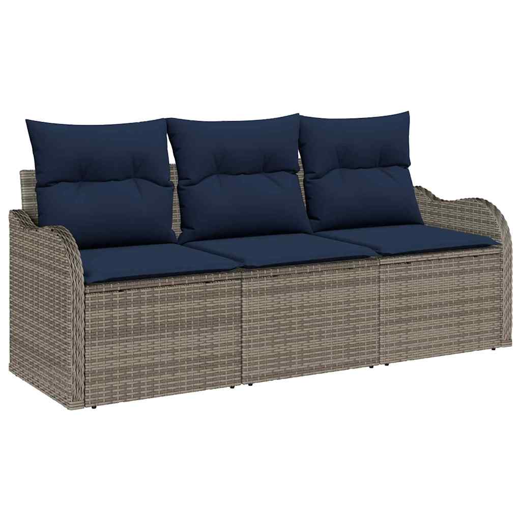 Havesofa Sæt 3 stk. Grå polyrattan
